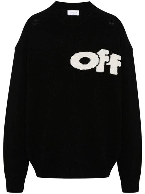 Black/cream white wool knit OFF WHITE | OMHE198F24KNI001100A